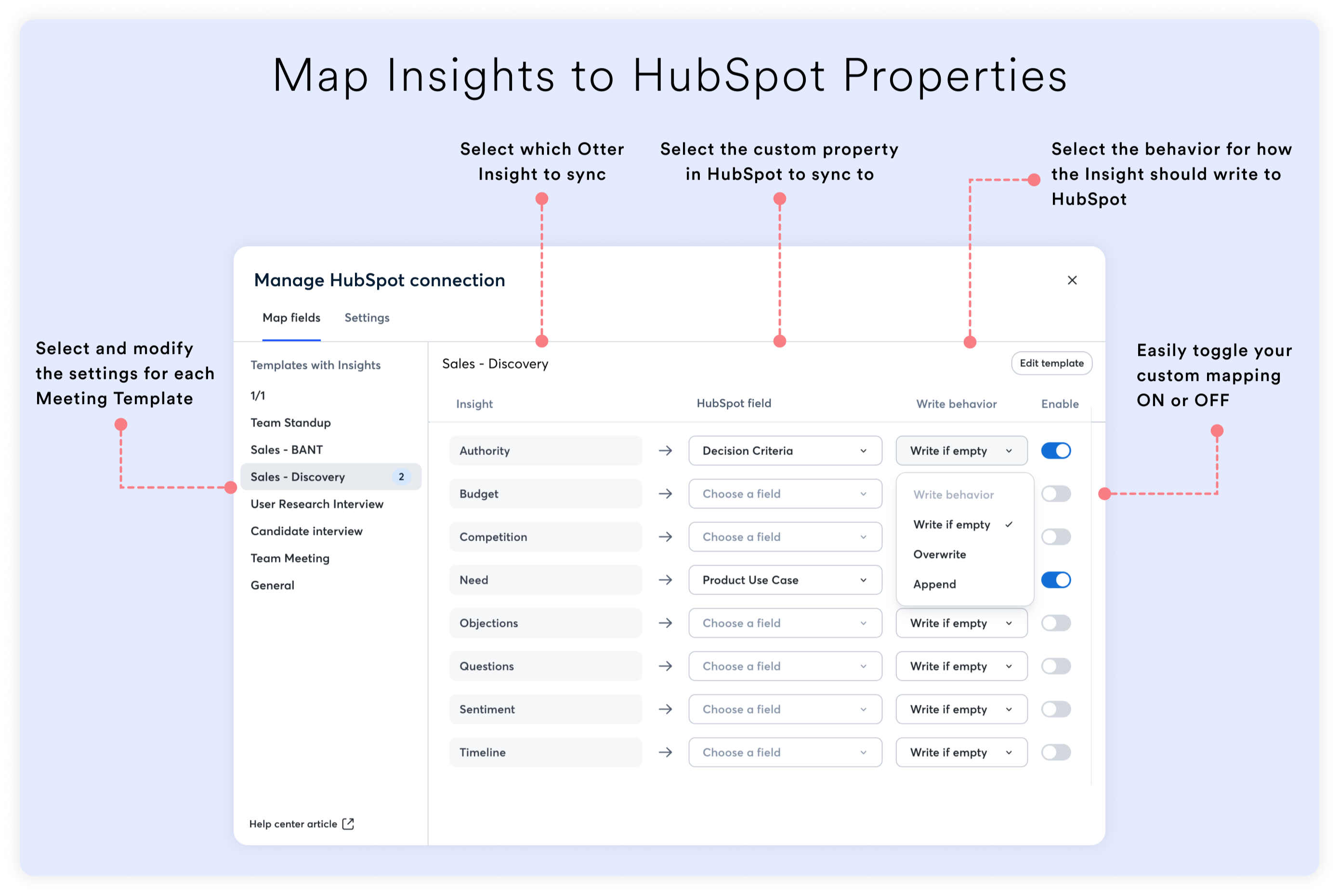Map insights to HubSpot properties